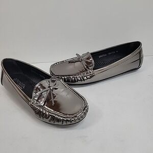 Patrizia Spring Step Women Loafers 38 Chepral Pewter Slip On Flat Shoes 7.5/8 US